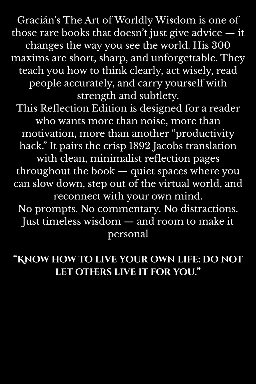 The Art of Worldly Wisdom: Reflection Edition