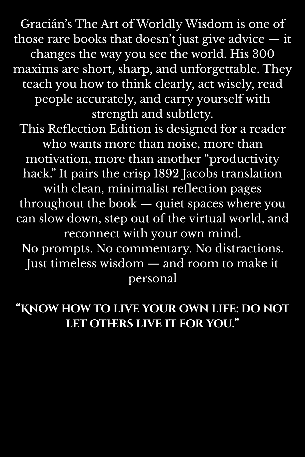 The Art of Worldly Wisdom: Reflection Edition